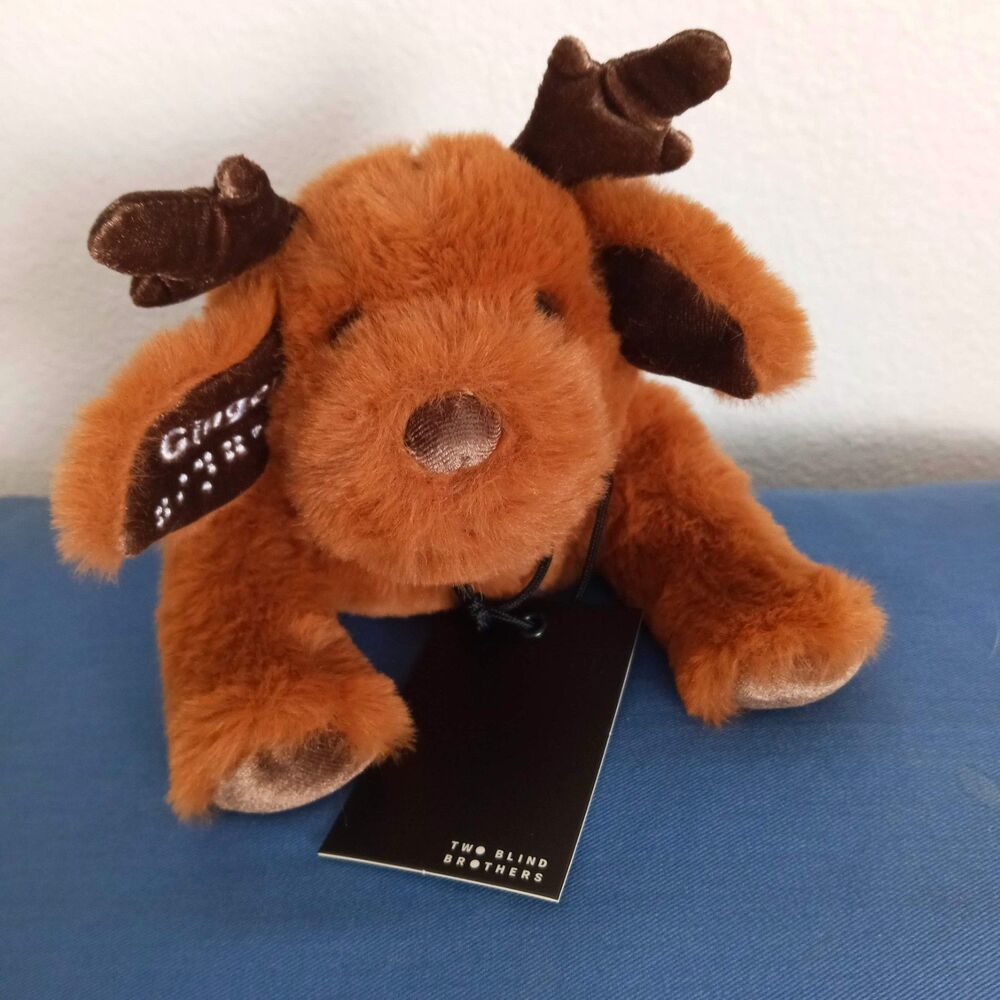 Braille Plush Service Animal Guide Dog NWT Ginger Reindeer Two Blind Brothers